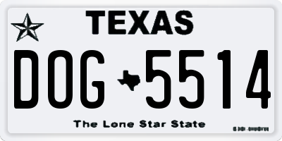 TX license plate DOG5514