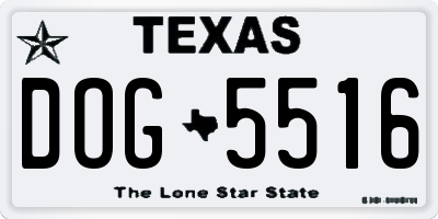 TX license plate DOG5516