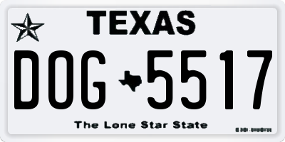 TX license plate DOG5517