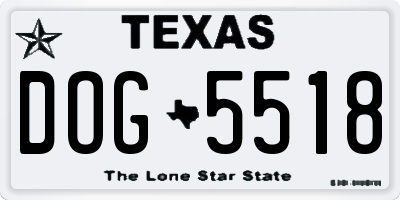 TX license plate DOG5518