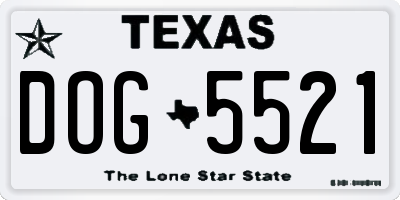 TX license plate DOG5521