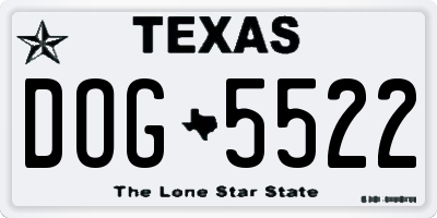 TX license plate DOG5522