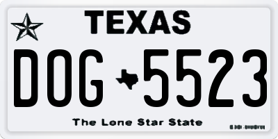TX license plate DOG5523