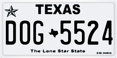 TX license plate DOG5524