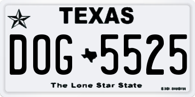 TX license plate DOG5525