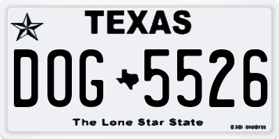 TX license plate DOG5526