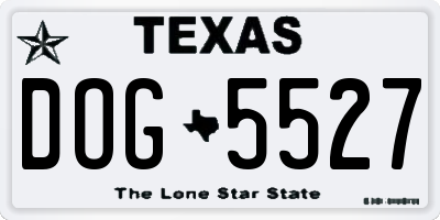 TX license plate DOG5527