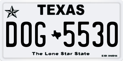 TX license plate DOG5530