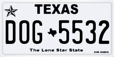 TX license plate DOG5532