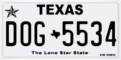 TX license plate DOG5534