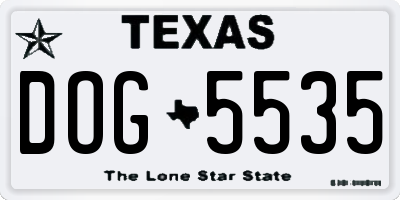 TX license plate DOG5535