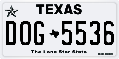 TX license plate DOG5536