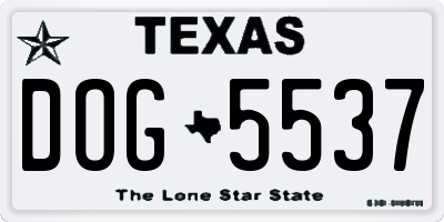 TX license plate DOG5537