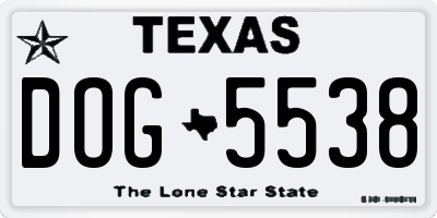 TX license plate DOG5538