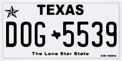 TX license plate DOG5539