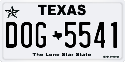 TX license plate DOG5541