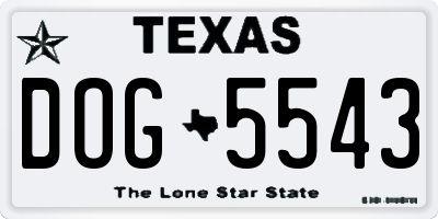 TX license plate DOG5543