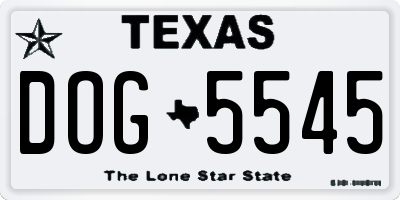 TX license plate DOG5545