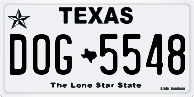 TX license plate DOG5548