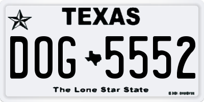 TX license plate DOG5552