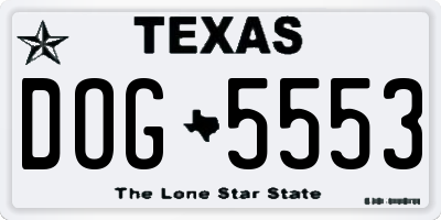 TX license plate DOG5553