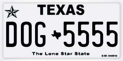 TX license plate DOG5555