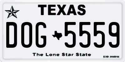 TX license plate DOG5559
