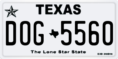 TX license plate DOG5560