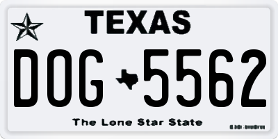 TX license plate DOG5562