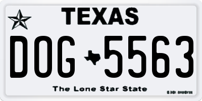 TX license plate DOG5563