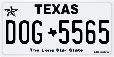 TX license plate DOG5565