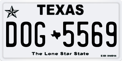 TX license plate DOG5569