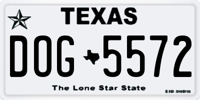 TX license plate DOG5572