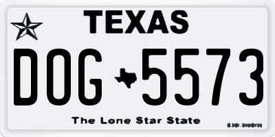 TX license plate DOG5573