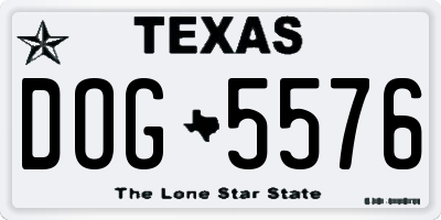 TX license plate DOG5576