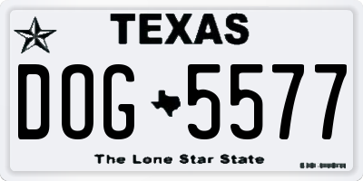 TX license plate DOG5577