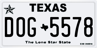 TX license plate DOG5578