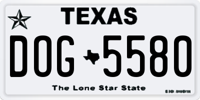 TX license plate DOG5580