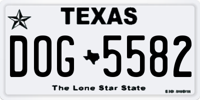 TX license plate DOG5582