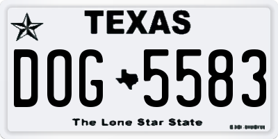 TX license plate DOG5583