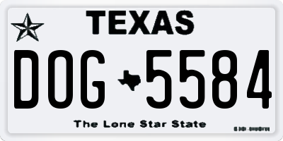 TX license plate DOG5584