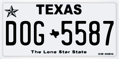 TX license plate DOG5587