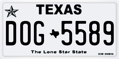 TX license plate DOG5589