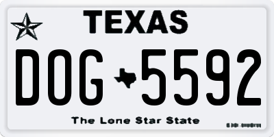 TX license plate DOG5592