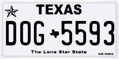 TX license plate DOG5593