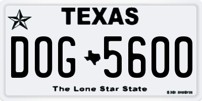TX license plate DOG5600
