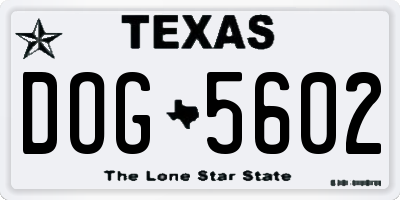 TX license plate DOG5602