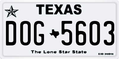 TX license plate DOG5603