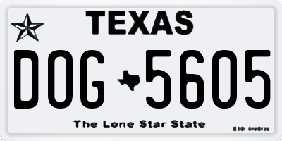 TX license plate DOG5605