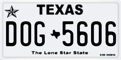 TX license plate DOG5606